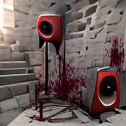 Barbaric loudspeaker with blood Photorealistic - Unreal Engine