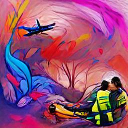 courage and compassion in an emergency in the style of acrylic art