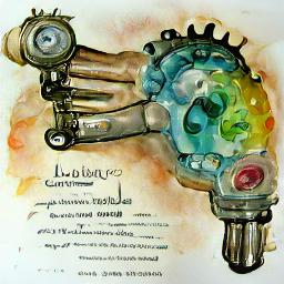 request and lightbulb manual hand cranked cogs Watercolor